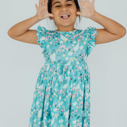 Silly Goose Flutter Sleeve Twirl Dress