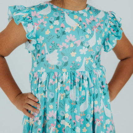 Silly Goose Flutter Sleeve Twirl Dress