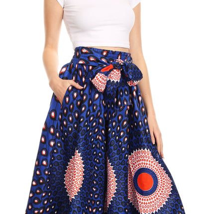 Sakkas Asma Convertible Traditional Wax Print Adjustable Strap Maxi Skirt | Dress