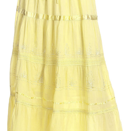 Sakkas Solid Embroidered Gypsy / Bohemian Full / Maxi / Long Cotton Skirt