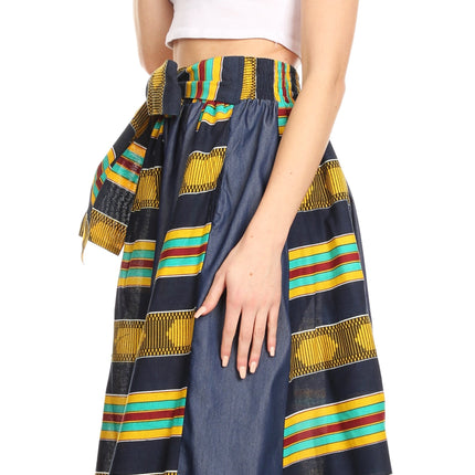 Sakkas Monifa Long Maxi Skirt Colorful Ankara Wax Dutch African Skirt Gorgeous