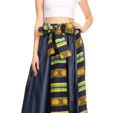 Sakkas Monifa Long Maxi Skirt Colorful Ankara Wax Dutch African Skirt Gorgeous