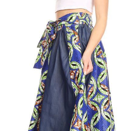 Sakkas Monifa Long Maxi Skirt Colorful Ankara Wax Dutch African Skirt Gorgeous
