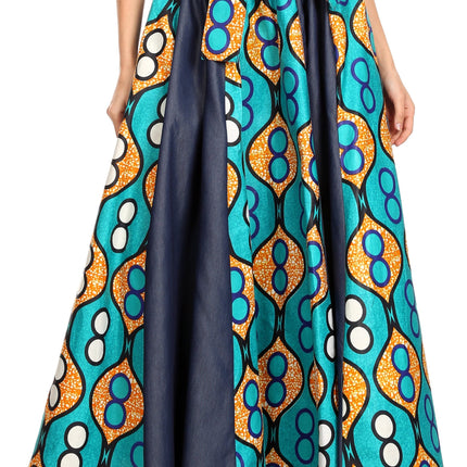 Sakkas Monifa Long Maxi Skirt Colorful Ankara Wax Dutch African Skirt Gorgeous