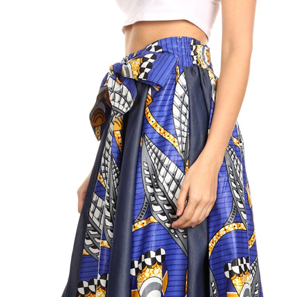 Sakkas Monifa Long Maxi Skirt Colorful Ankara Wax Dutch African Skirt Gorgeous