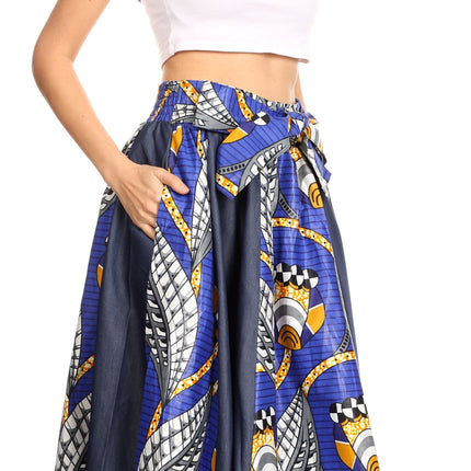 Sakkas Monifa Long Maxi Skirt Colorful Ankara Wax Dutch African Skirt Gorgeous
