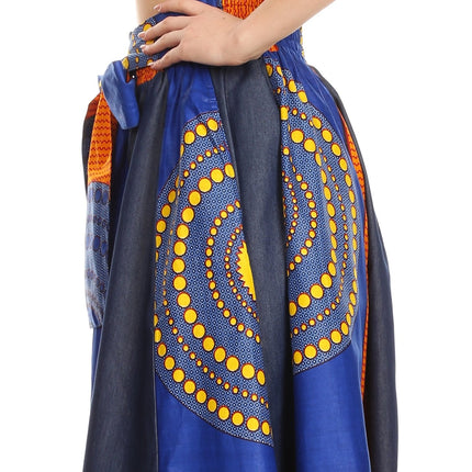 Sakkas Monifa Long Maxi Skirt Colorful Ankara Wax Dutch African Skirt Gorgeous