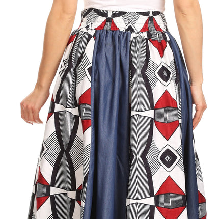 Sakkas Monifa Long Maxi Skirt Colorful Ankara Wax Dutch African Skirt Gorgeous