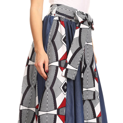 Sakkas Monifa Long Maxi Skirt Colorful Ankara Wax Dutch African Skirt Gorgeous