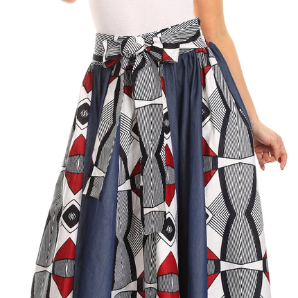 Sakkas Monifa Long Maxi Skirt Colorful Ankara Wax Dutch African Skirt Gorgeous