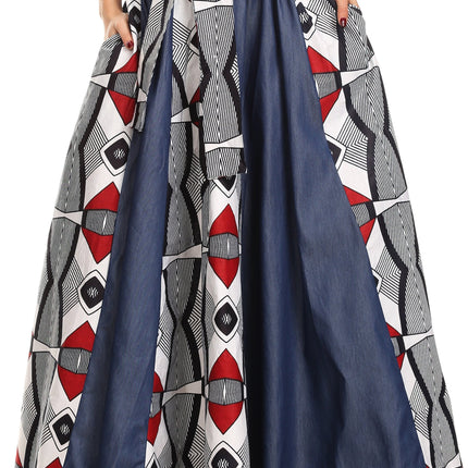 Sakkas Monifa Long Maxi Skirt Colorful Ankara Wax Dutch African Skirt Gorgeous