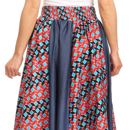 Sakkas Monifa Long Maxi Skirt Colorful Ankara Wax Dutch African Skirt Gorgeous