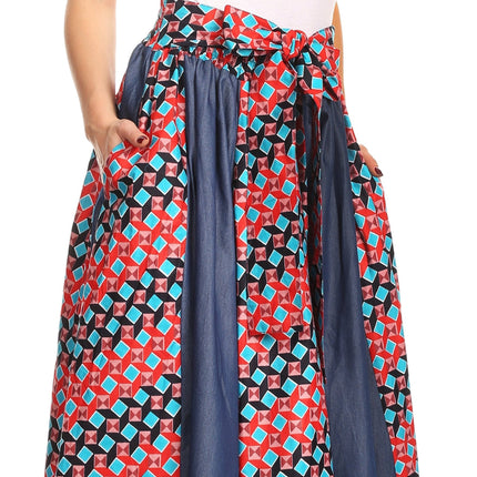 Sakkas Monifa Long Maxi Skirt Colorful Ankara Wax Dutch African Skirt Gorgeous