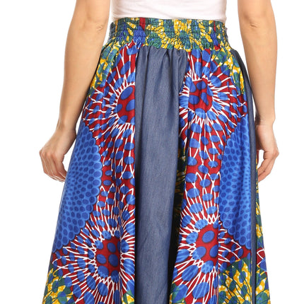 Sakkas Monifa Long Maxi Skirt Colorful Ankara Wax Dutch African Skirt Gorgeous