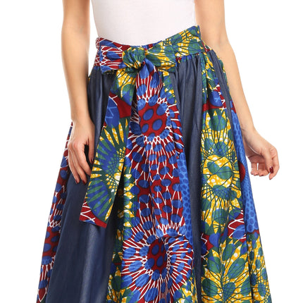 Sakkas Monifa Long Maxi Skirt Colorful Ankara Wax Dutch African Skirt Gorgeous