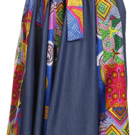 Sakkas Monifa Long Maxi Skirt Colorful Ankara Wax Dutch African Skirt Gorgeous