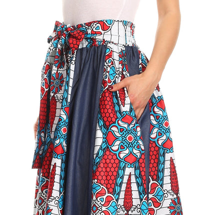 Sakkas Monifa Long Maxi Skirt Colorful Ankara Wax Dutch African Skirt Gorgeous