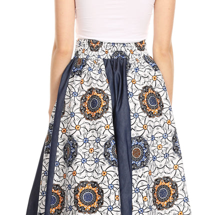 Sakkas Monifa Long Maxi Skirt Colorful Ankara Wax Dutch African Skirt Gorgeous