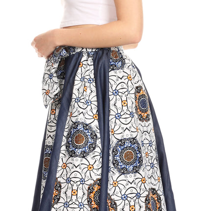 Sakkas Monifa Long Maxi Skirt Colorful Ankara Wax Dutch African Skirt Gorgeous