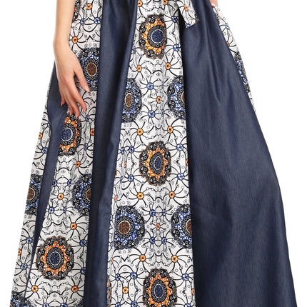 Sakkas Monifa Long Maxi Skirt Colorful Ankara Wax Dutch African Skirt Gorgeous