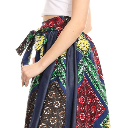 Sakkas Monifa Long Maxi Skirt Colorful Ankara Wax Dutch African Skirt Gorgeous