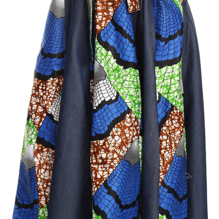 Sakkas Monifa Long Maxi Skirt Colorful Ankara Wax Dutch African Skirt Gorgeous