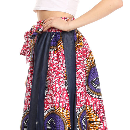 Sakkas Monifa Long Maxi Skirt Colorful Ankara Wax Dutch African Skirt Gorgeous