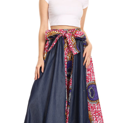 Sakkas Monifa Long Maxi Skirt Colorful Ankara Wax Dutch African Skirt Gorgeous