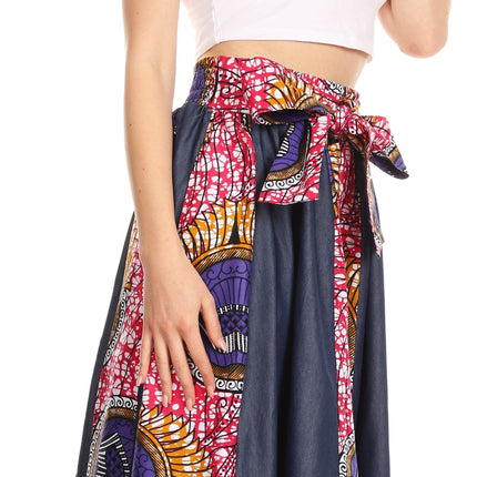 Sakkas Monifa Long Maxi Skirt Colorful Ankara Wax Dutch African Skirt Gorgeous