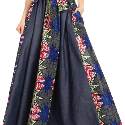 Sakkas Monifa Long Maxi Skirt Colorful Ankara Wax Dutch African Skirt Gorgeous