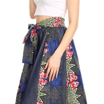 Sakkas Monifa Long Maxi Skirt Colorful Ankara Wax Dutch African Skirt Gorgeous