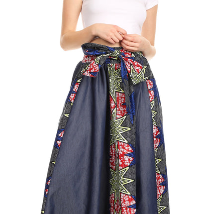 Sakkas Monifa Long Maxi Skirt Colorful Ankara Wax Dutch African Skirt Gorgeous