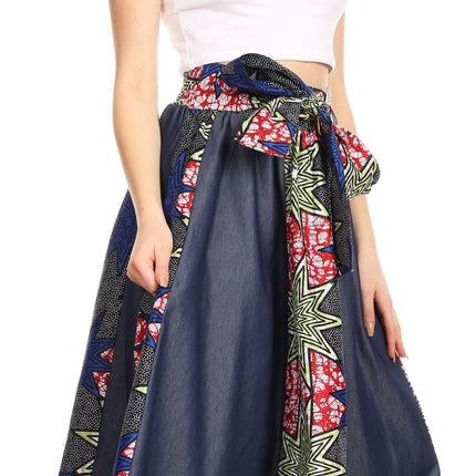 Sakkas Monifa Long Maxi Skirt Colorful Ankara Wax Dutch African Skirt Gorgeous