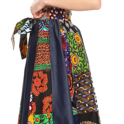 Sakkas Monifa Long Maxi Skirt Colorful Ankara Wax Dutch African Skirt Gorgeous