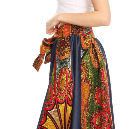 Sakkas Monifa Long Maxi Skirt Colorful Ankara Wax Dutch African Skirt Gorgeous