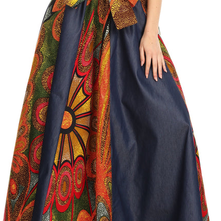 Sakkas Monifa Long Maxi Skirt Colorful Ankara Wax Dutch African Skirt Gorgeous
