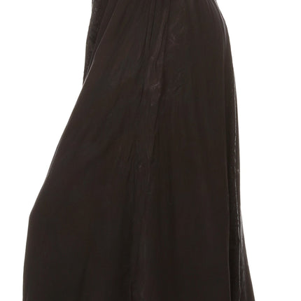 Sakkas Maran Women's Boho Embroidery Skirt with Lace Elastic Waist and Pockets