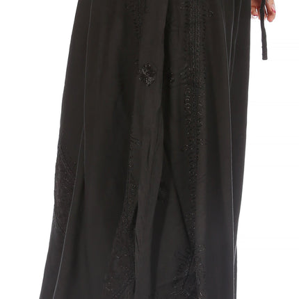 Sakkas Zarah Women's Boho Embroidery Gypsy Skirt with Lace Elastic Waist Pockets
