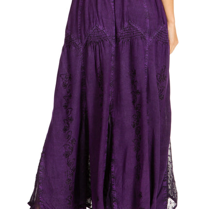 Sakkas Olivia Womens Maxi Bohemian Gypsy Long Skirt With Elastic Waist and Lace