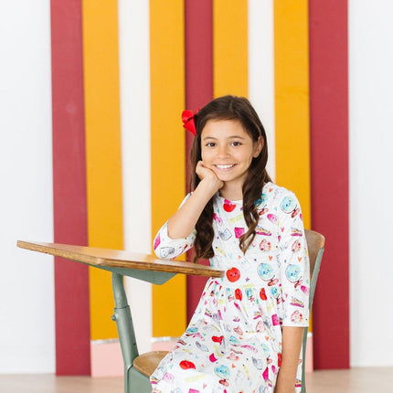 Smarty Pants 3/4 Sleeve Pocket Twirl Dress