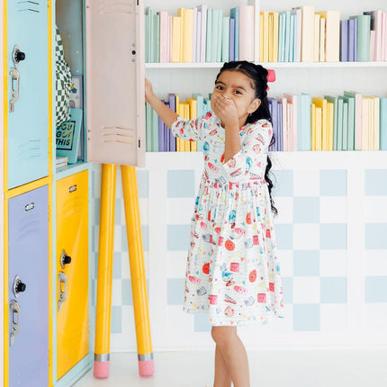 Smarty Pants 3/4 Sleeve Pocket Twirl Dress