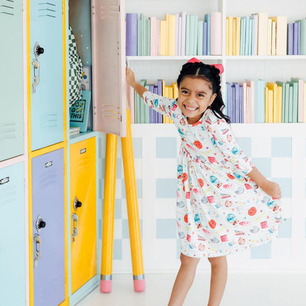 Smarty Pants 3/4 Sleeve Pocket Twirl Dress
