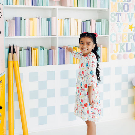 Smarty Pants 3/4 Sleeve Pocket Twirl Dress