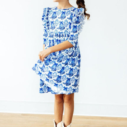 Southern Belle 3/4 Sleeve Ruffle Twirl Dress