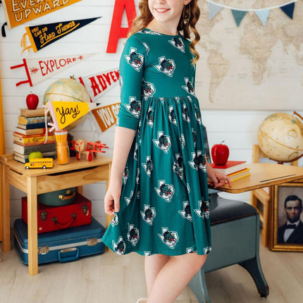 Southlake Carroll Dragons 3/4 Sleeve Pocket Twirl Dress