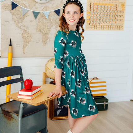 Southlake Carroll Dragons 3/4 Sleeve Pocket Twirl Dress