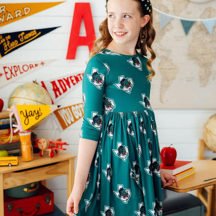 Southlake Carroll Dragons 3/4 Sleeve Pocket Twirl Dress