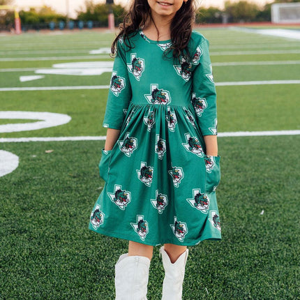 Southlake Carroll Dragons 3/4 Sleeve Pocket Twirl Dress