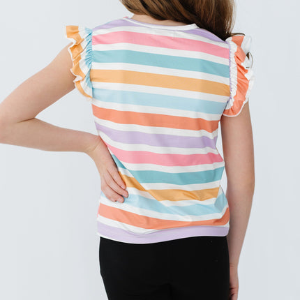 Spring Stripes S/S Ruffle Tee