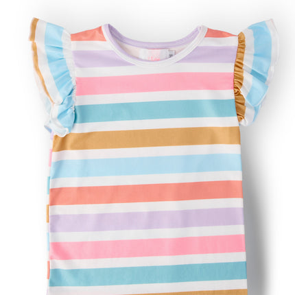 Spring Stripes S/S Ruffle Tee